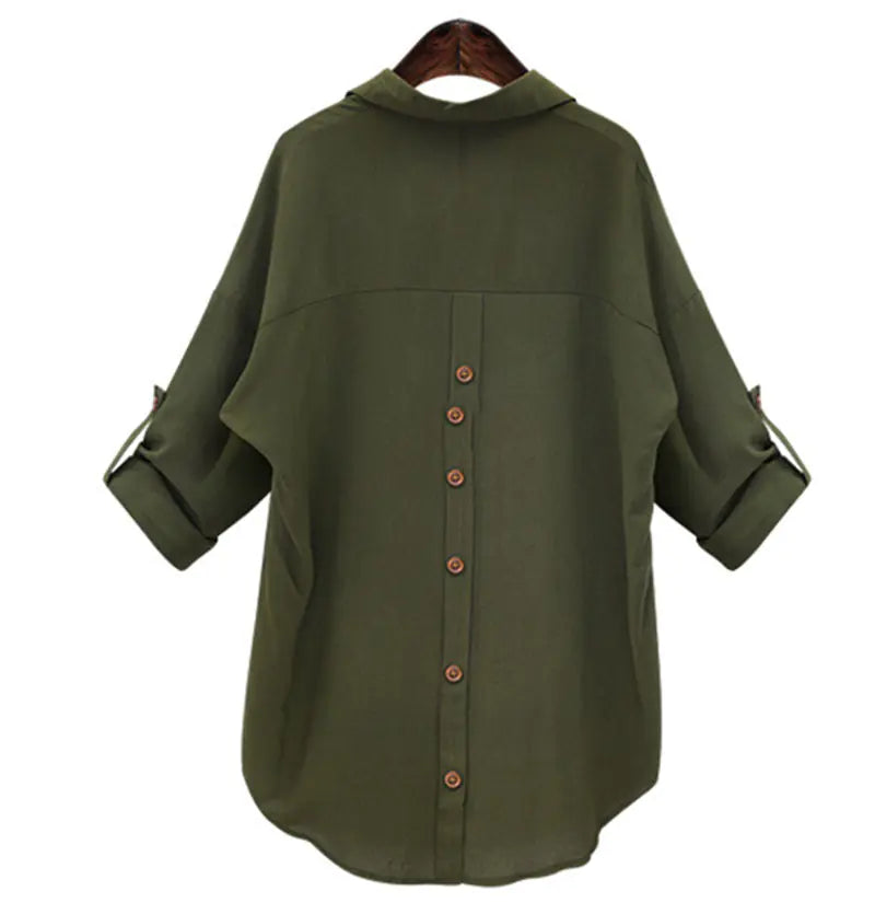 Plus Size Long Sleeve Casual Shirt Jacket for Women