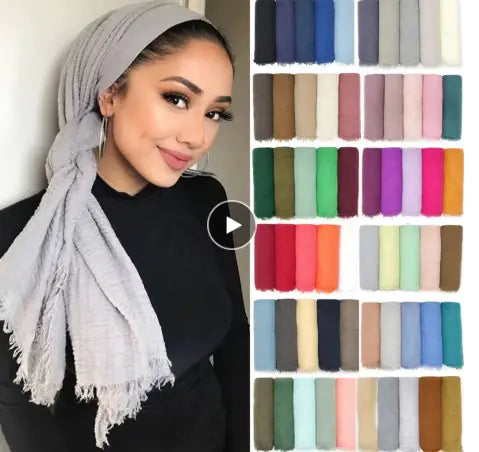 Bubble Plain Cotton Scarf,