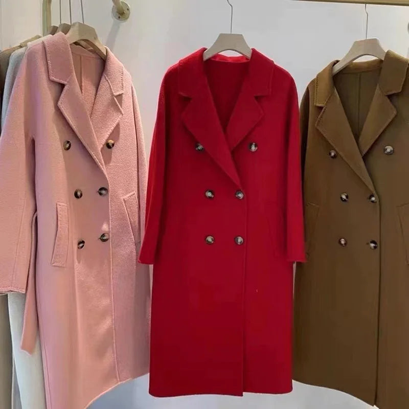 Double Breasted Blue Wool Coat