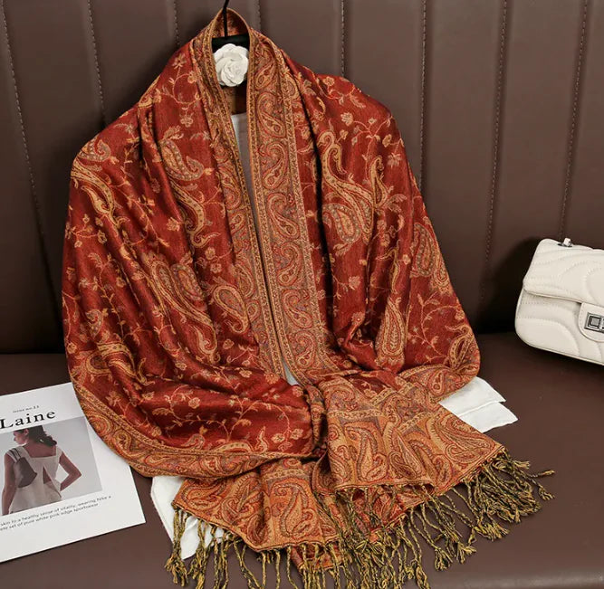 Luxury Cashmere Shawl – Women’s Printed Warm Winter Scarf (Soft & Elegant)