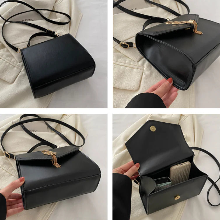 Chic Chain Bag for Women – Trendy Tassel Shoulder Bag | Small Square PU Leather Handbag