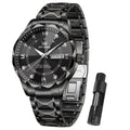 OLEVS Luxury Black Men’s Stainless Steel Watch – Large Dial, Waterproof Business & Casual Wrist Watch