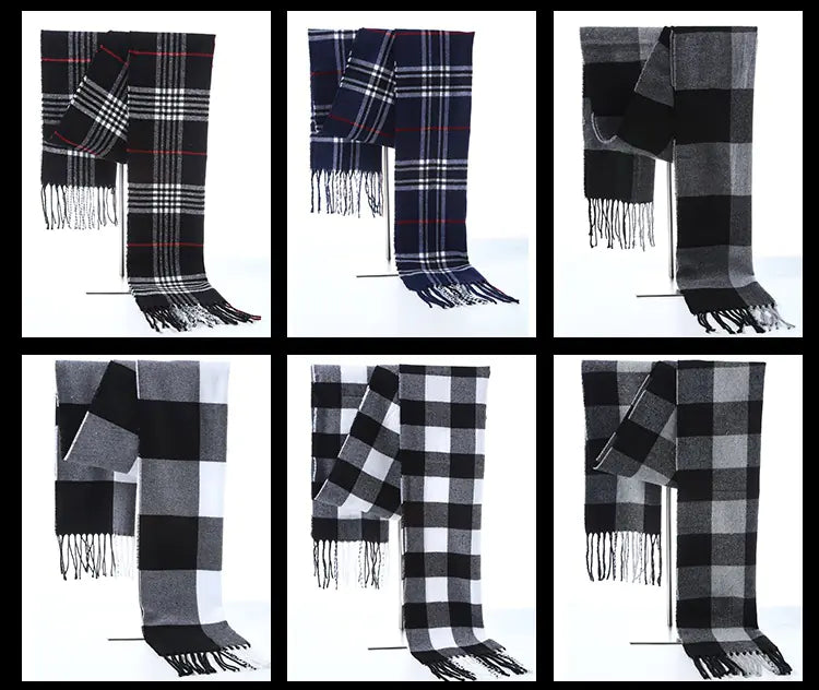 Thick Plaid Winter Scarf for Women — Warm Soft Cashmere-Feel Shawl | Cozy Long Winter Fashion Wrap
