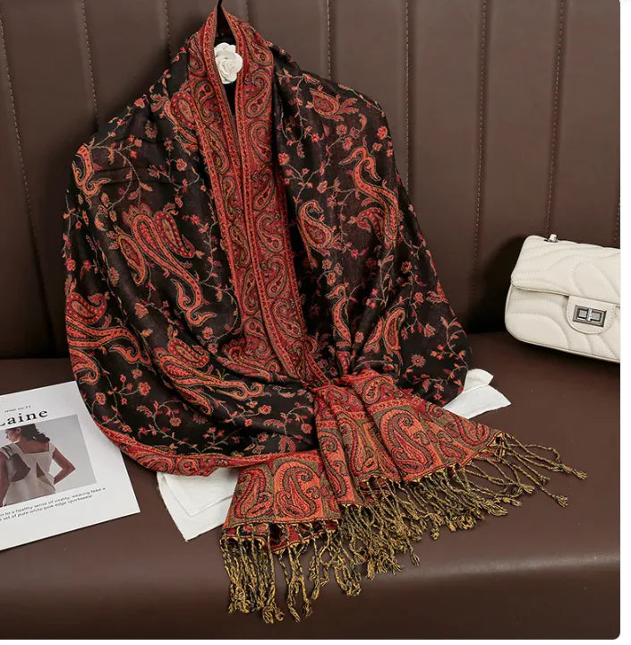 Luxury Cashmere Shawl – Women’s Printed Warm Winter Scarf (Soft & Elegant)