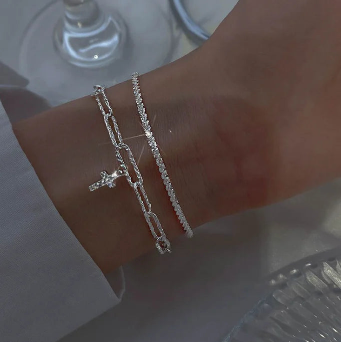 Gold and Silver Rhinestone Bracelet for Women Jewelry