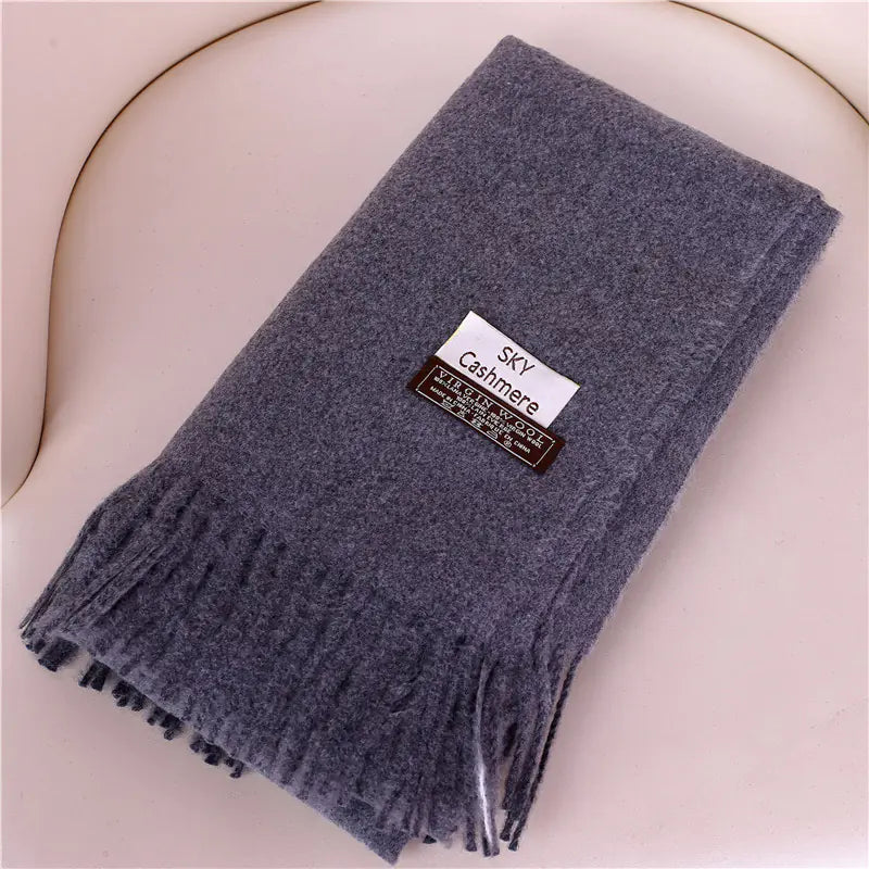 Women's Solid Color Thick Cashmere Scarf Shawl