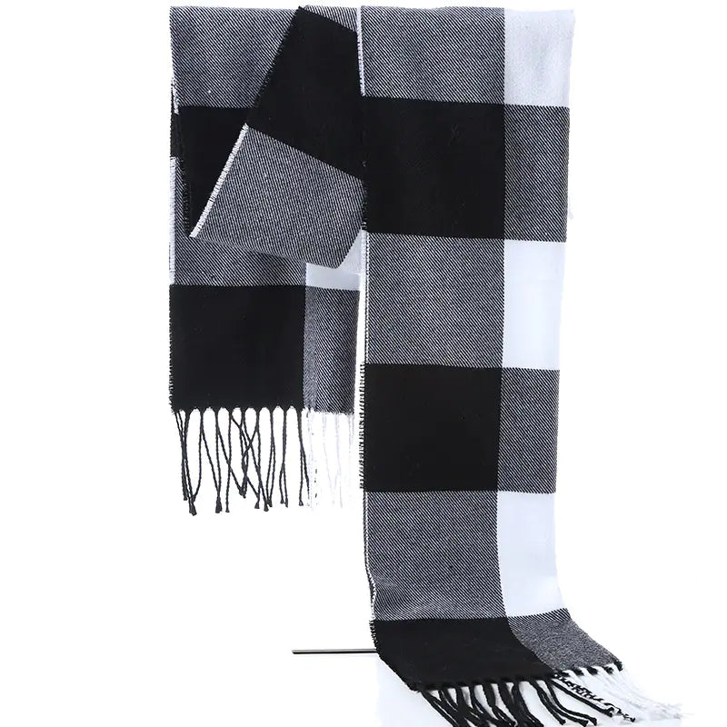 Thick Plaid Winter Scarf for Women — Warm Soft Cashmere-Feel Shawl | Cozy Long Winter Fashion Wrap