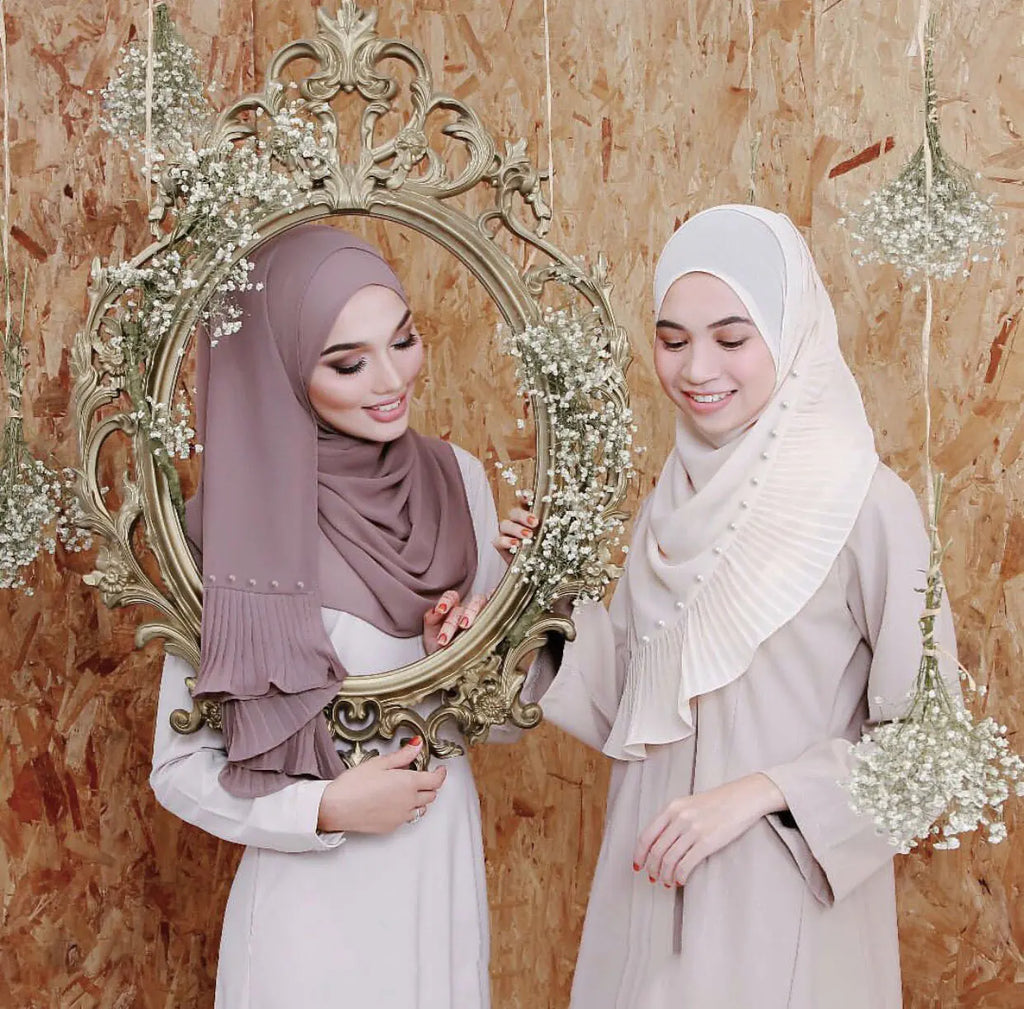 Premium Pearl Chiffon Muslim Hijab – 23 Colors Long Crimped Scarf for Women | Soft Lightweight Modest Headscarf"