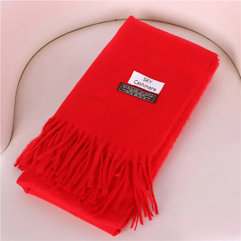 Women's Solid Color Thick Cashmere Scarf Shawl