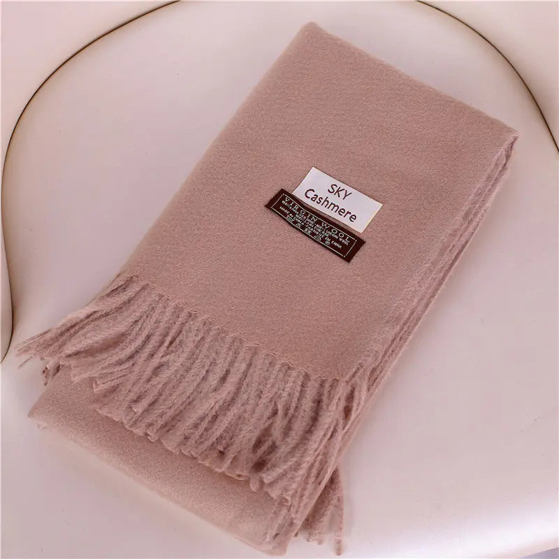 Women's Solid Color Thick Cashmere Scarf Shawl