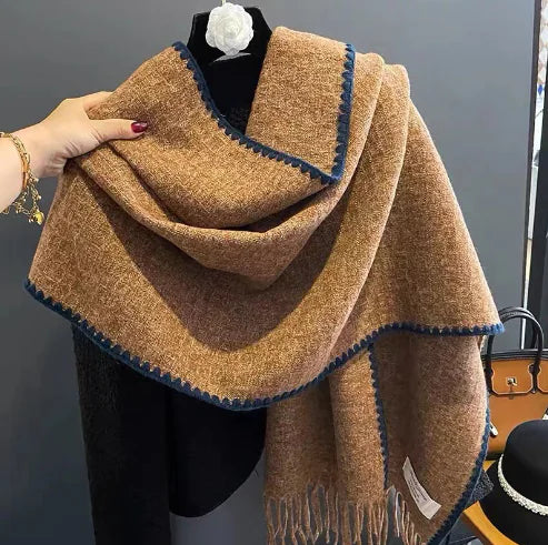 Reversible Classic Plaid Tassel Scarf for Cold Weather