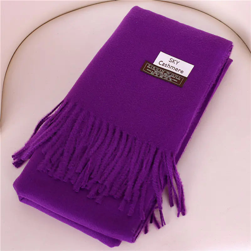 Women's Solid Color Thick Cashmere Scarf Shawl