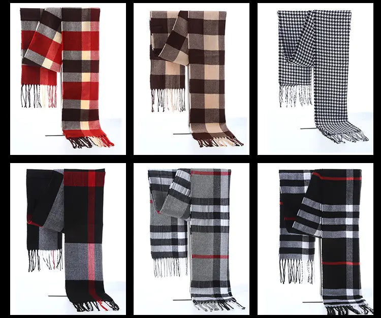 Thick Plaid Winter Scarf for Women — Warm Soft Cashmere-Feel Shawl | Cozy Long Winter Fashion Wrap