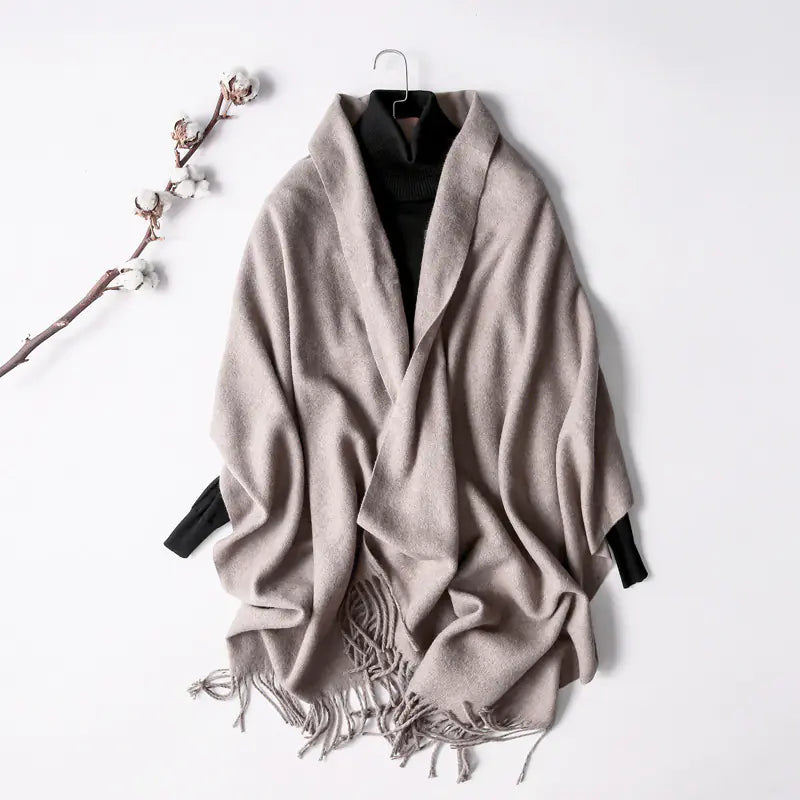 Women's Solid Color Thick Cashmere Scarf Shawl