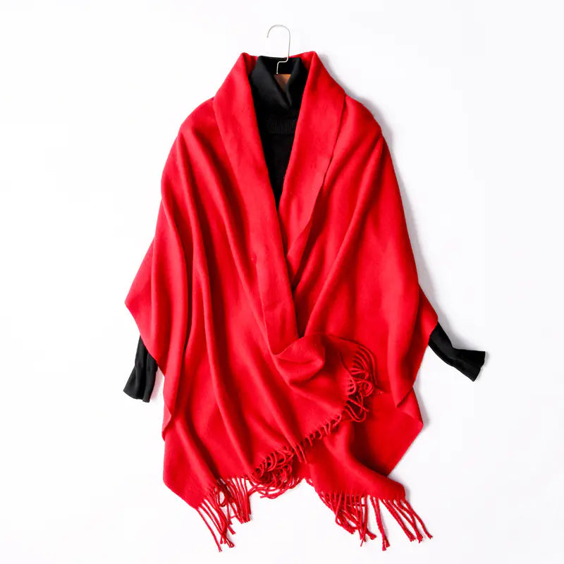 Women's Solid Color Thick Cashmere Scarf Shawl