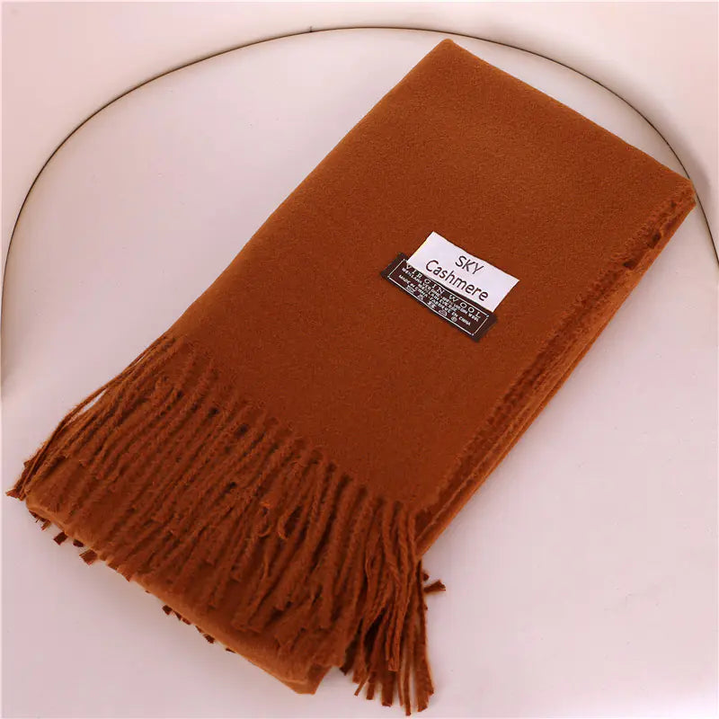 Women's Solid Color Thick Cashmere Scarf Shawl