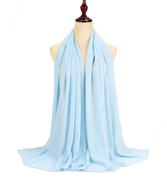 Elegant Pearl Chiffon Scarf - Solid Color Muslim Shawl (Women's)