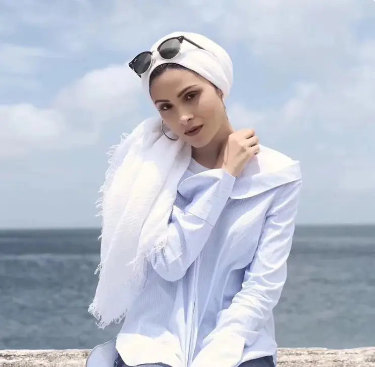 Bubble Plain Cotton Scarf,