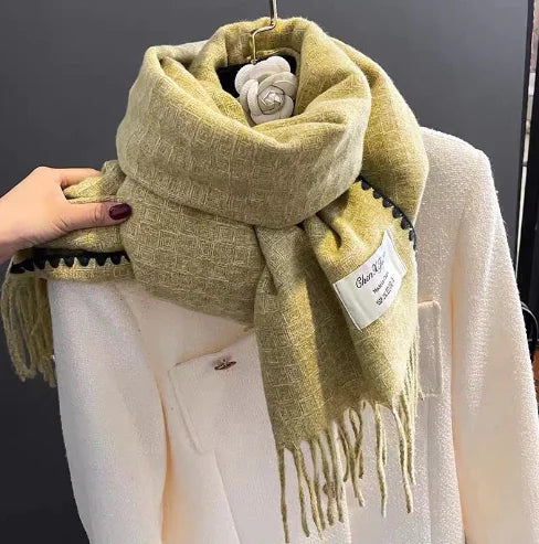 Reversible Classic Plaid Tassel Scarf for Cold Weather