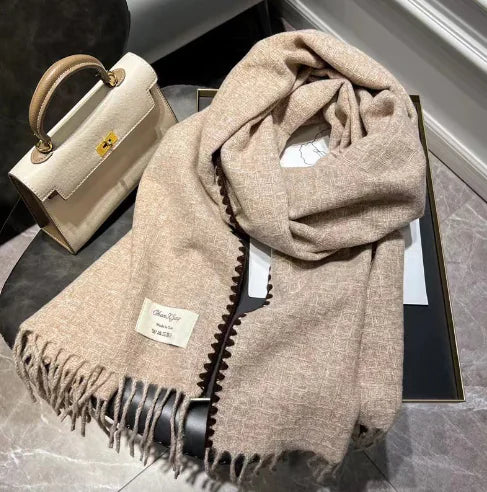 Reversible Classic Plaid Tassel Scarf for Cold Weather