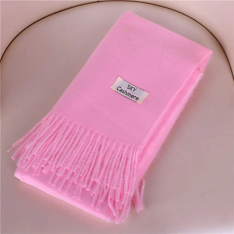 Women's Solid Color Thick Cashmere Scarf Shawl