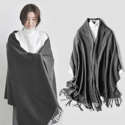 Women's Solid Color Thick Cashmere Scarf Shawl