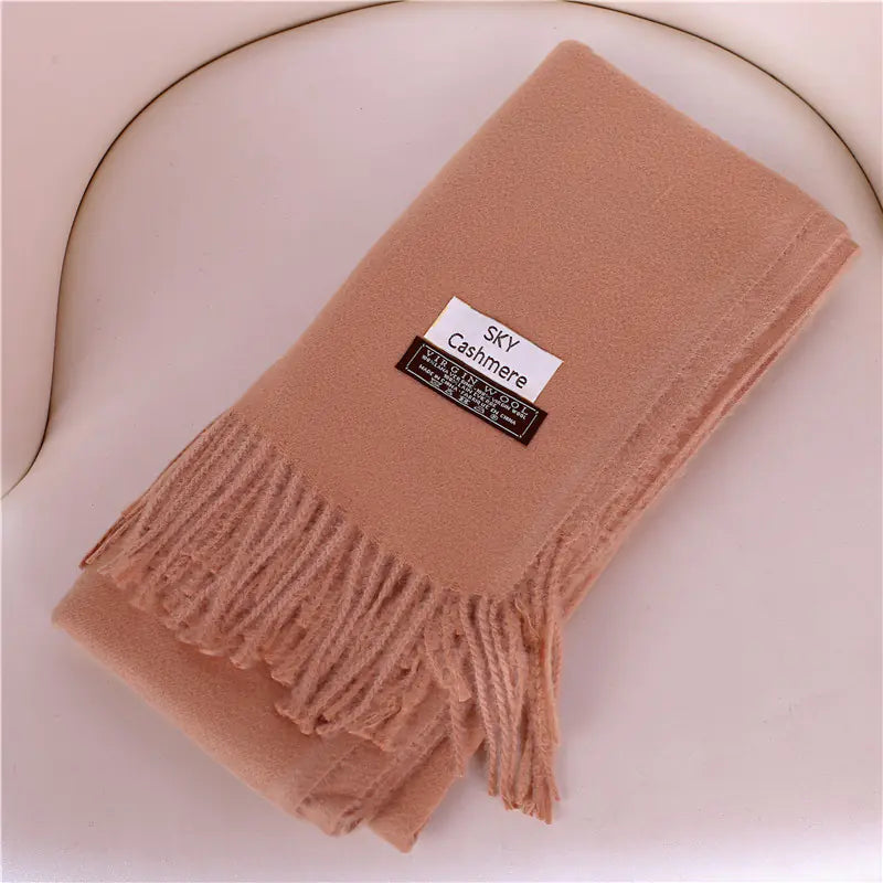 Women's Solid Color Thick Cashmere Scarf Shawl