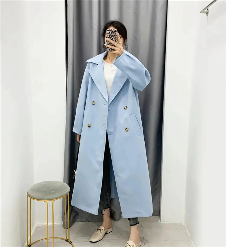 Double Breasted Blue Wool Coat