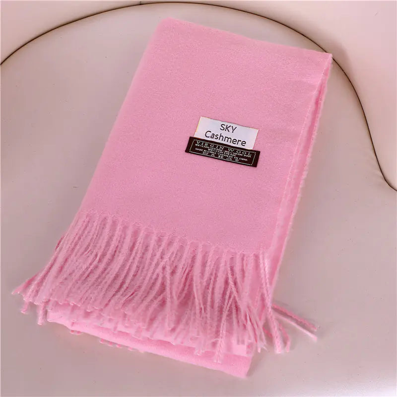 Women's Solid Color Thick Cashmere Scarf Shawl