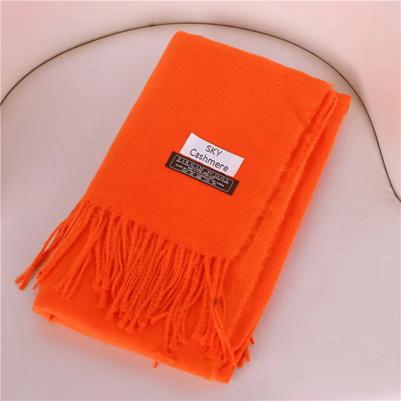 Women's Solid Color Thick Cashmere Scarf Shawl