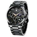 SAPPHERO Men's Luxury Waterproof Chronograph Watch – Stainless Steel Quartz Analog Wristwatch for Men (Black & Gold)