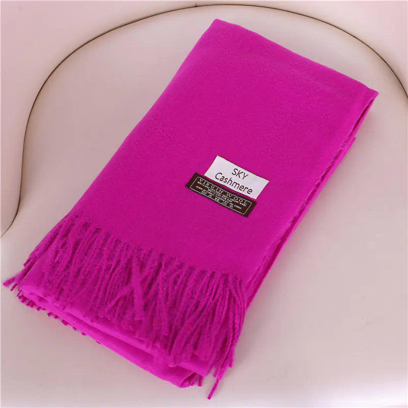 Women's Solid Color Thick Cashmere Scarf Shawl