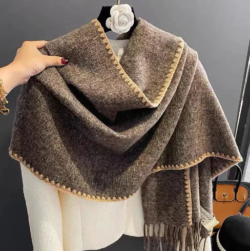 Reversible Classic Plaid Tassel Scarf for Cold Weather