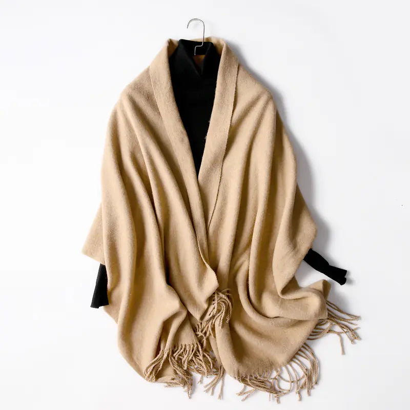 Women's Solid Color Thick Cashmere Scarf Shawl