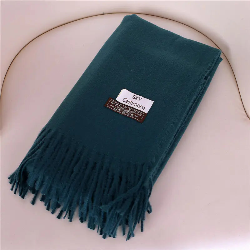 Women's Solid Color Thick Cashmere Scarf Shawl