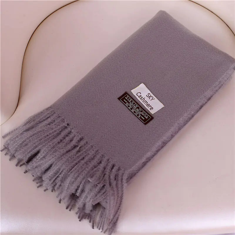 Women's Solid Color Thick Cashmere Scarf Shawl