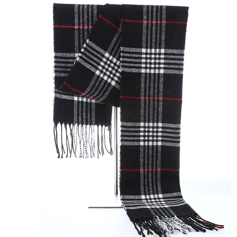 Thick Plaid Winter Scarf for Women — Warm Soft Cashmere-Feel Shawl | Cozy Long Winter Fashion Wrap