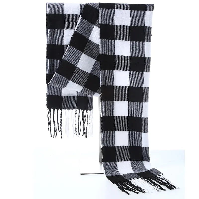 Thick Plaid Winter Scarf for Women — Warm Soft Cashmere-Feel Shawl | Cozy Long Winter Fashion Wrap