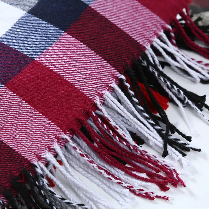 Thick Plaid Winter Scarf for Women — Warm Soft Cashmere-Feel Shawl | Cozy Long Winter Fashion Wrap