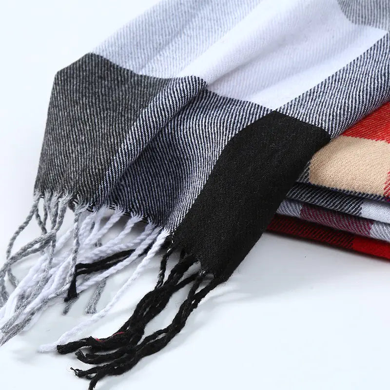 Thick Plaid Winter Scarf for Women — Warm Soft Cashmere-Feel Shawl | Cozy Long Winter Fashion Wrap