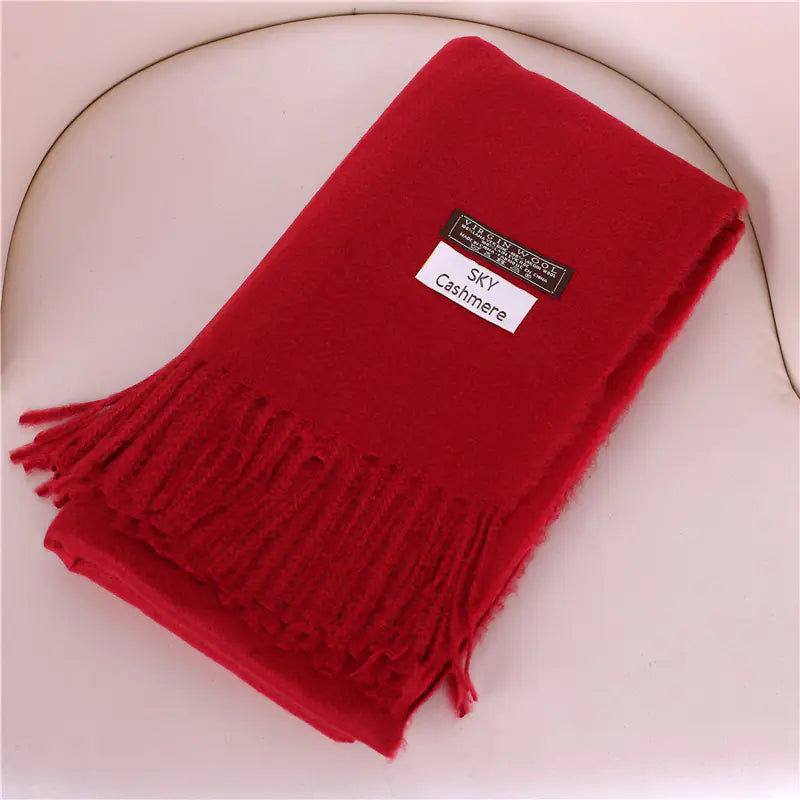 Women's Solid Color Thick Cashmere Scarf Shawl
