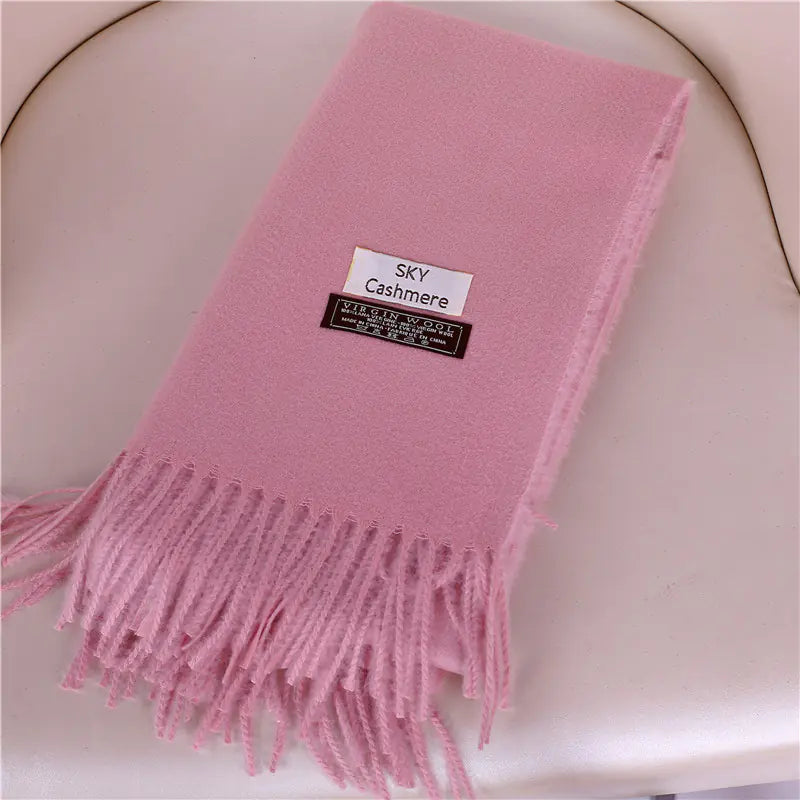 Women's Solid Color Thick Cashmere Scarf Shawl