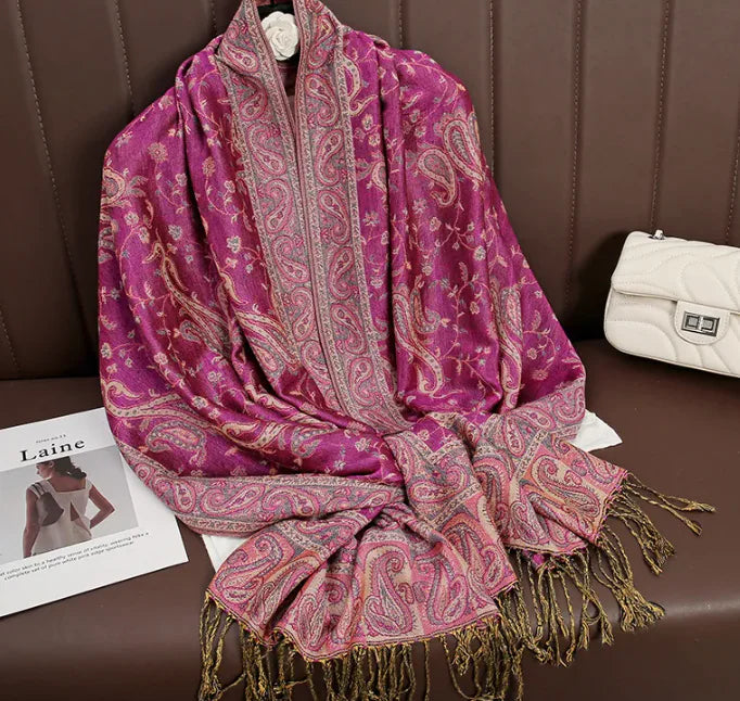 Luxury Cashmere Shawl – Women’s Printed Warm Winter Scarf (Soft & Elegant)