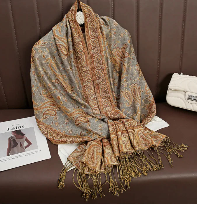 Luxury Cashmere Shawl – Women’s Printed Warm Winter Scarf (Soft & Elegant)