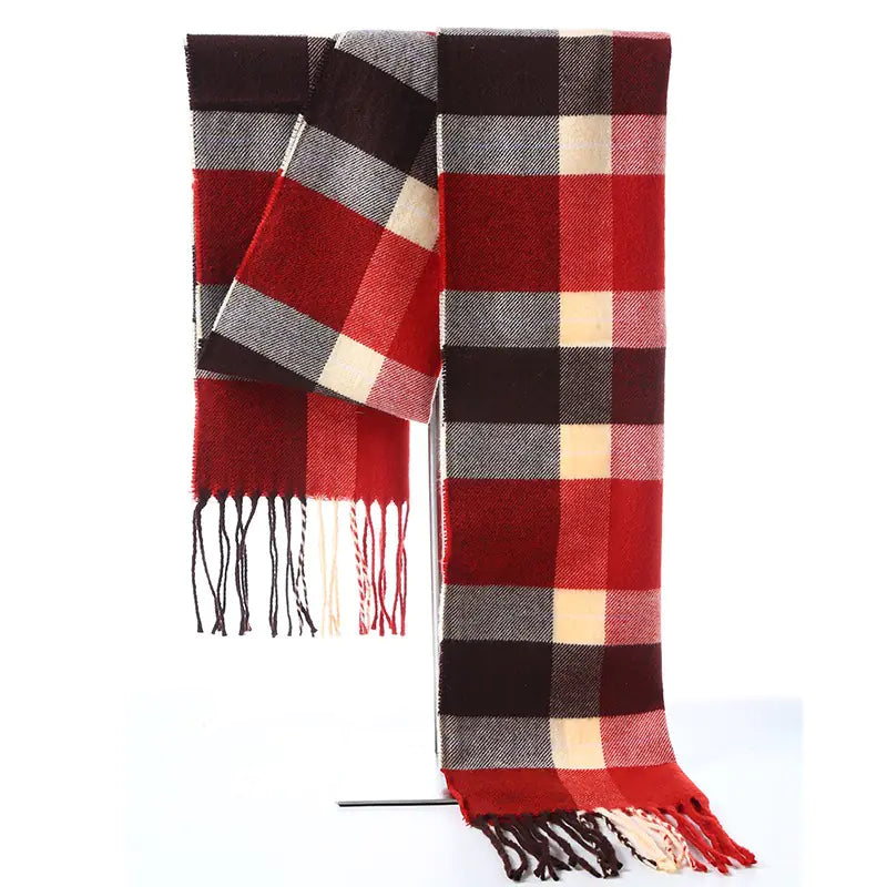 Thick Plaid Winter Scarf for Women — Warm Soft Cashmere-Feel Shawl | Cozy Long Winter Fashion Wrap