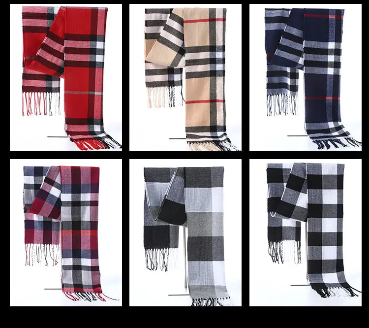 Thick Plaid Winter Scarf for Women — Warm Soft Cashmere-Feel Shawl | Cozy Long Winter Fashion Wrap