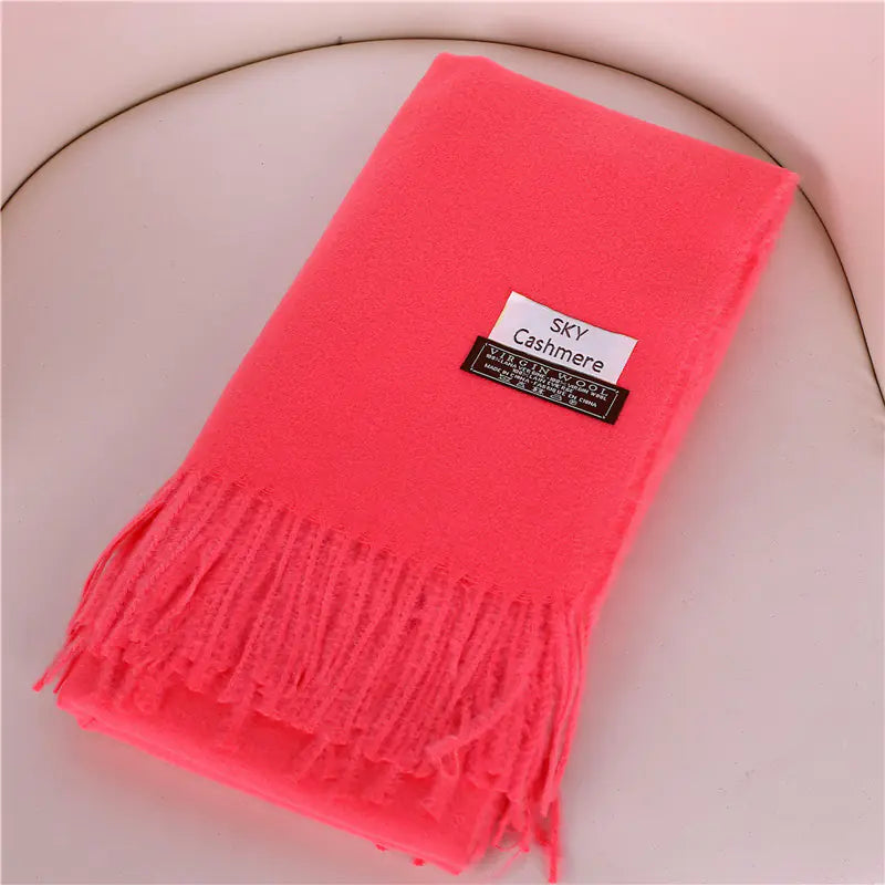 Women's Solid Color Thick Cashmere Scarf Shawl