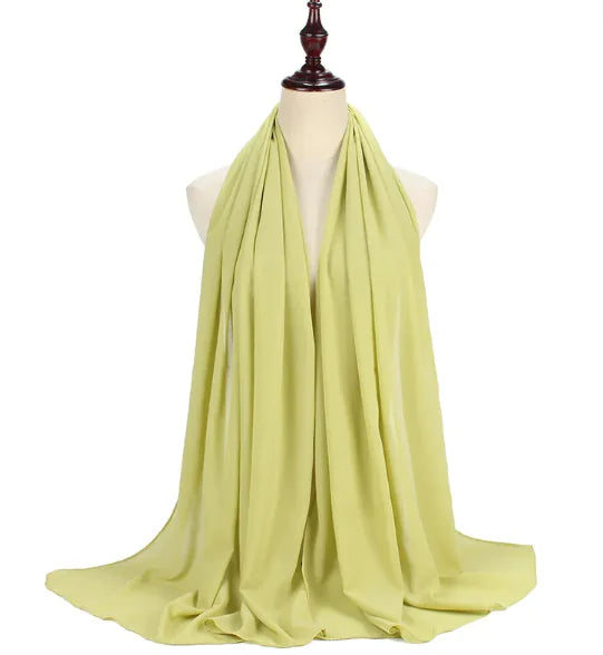 Elegant Pearl Chiffon Scarf - Solid Color Muslim Shawl (Women's)