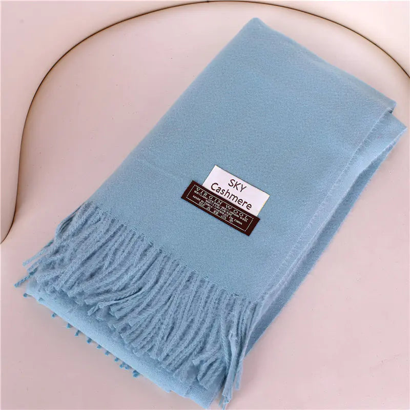 Women's Solid Color Thick Cashmere Scarf Shawl