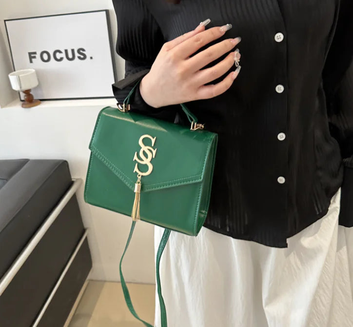 Chic Chain Bag for Women – Trendy Tassel Shoulder Bag | Small Square PU Leather Handbag